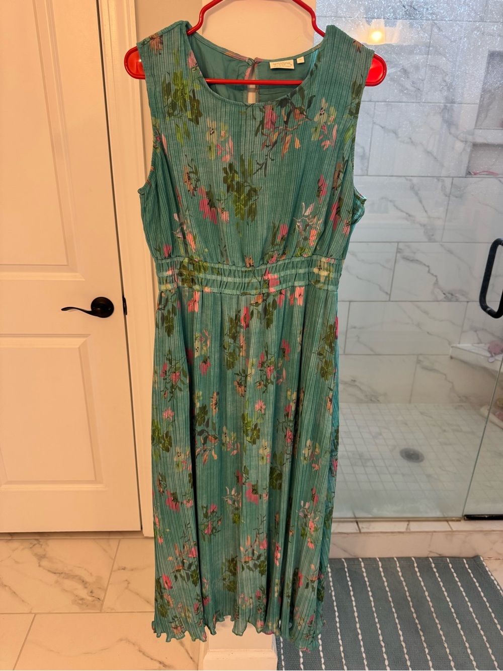 Spartina Sleeveless Teal Floral Midi Dress